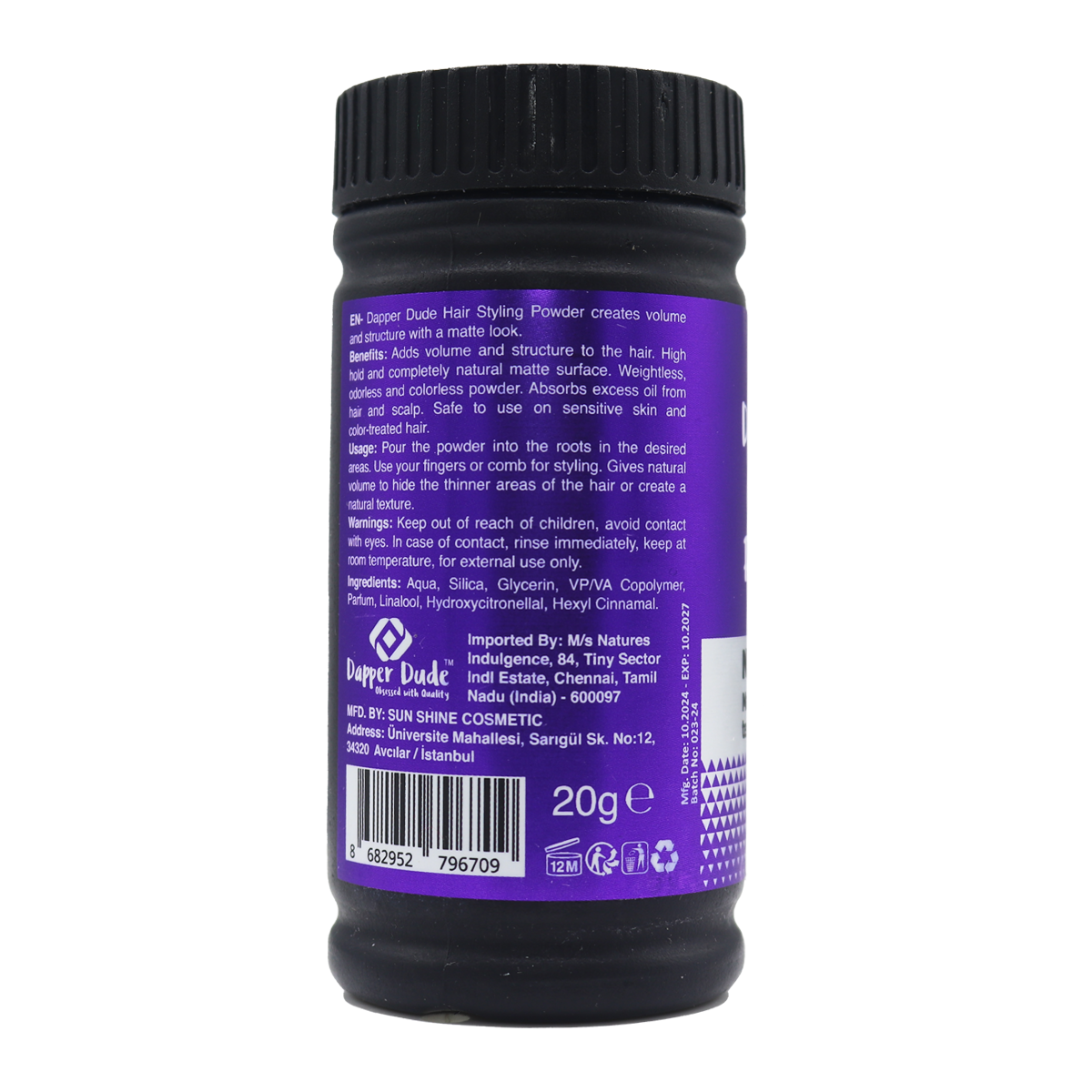 Dapper Dude Hair Styling Powder – Matte Volume & Texture Control (20g)