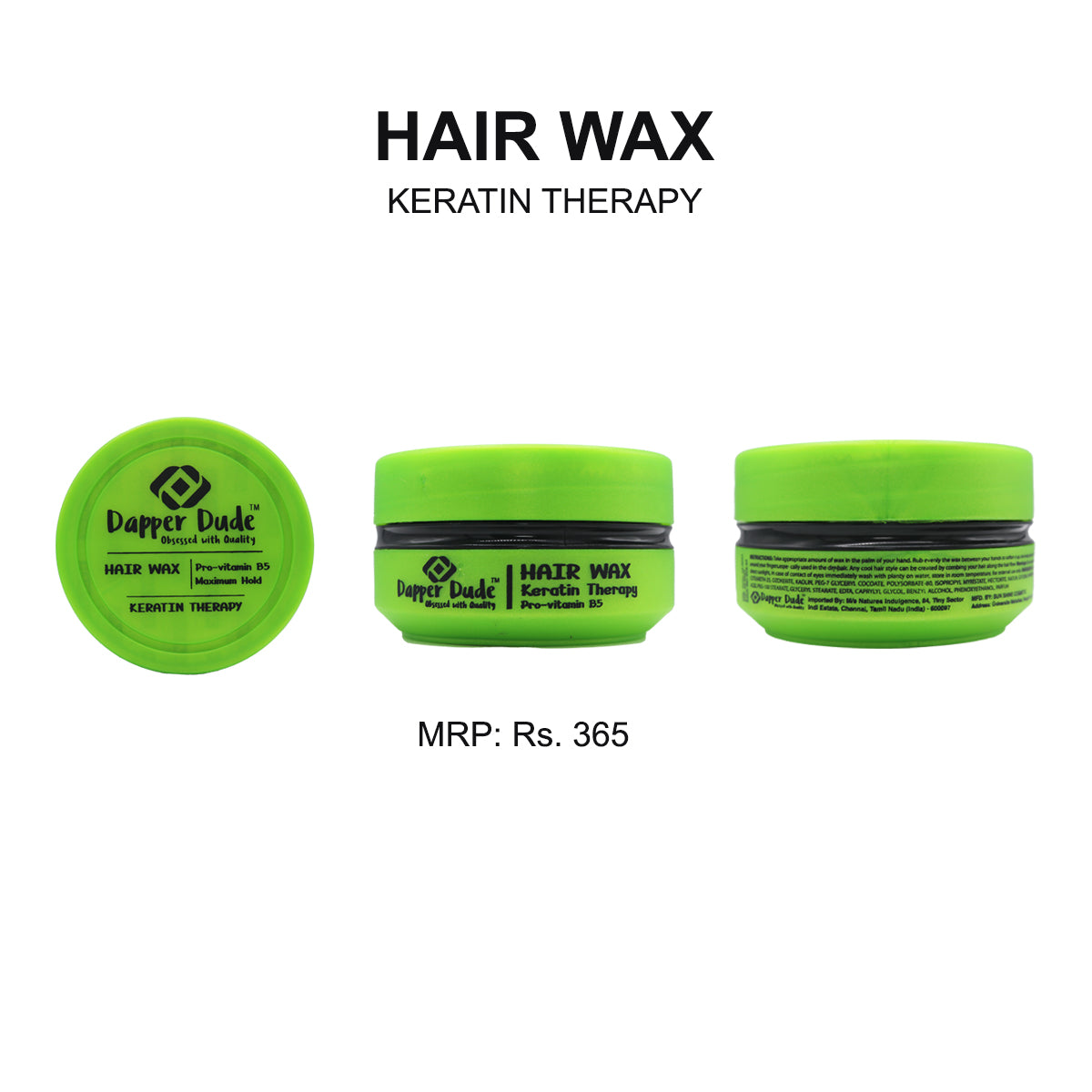Dapper Dude Hair Wax with Pro-Vitamin B5 & Keratin Therapy – Strong Hold & Shine (150 ml, Made in Turkey)
