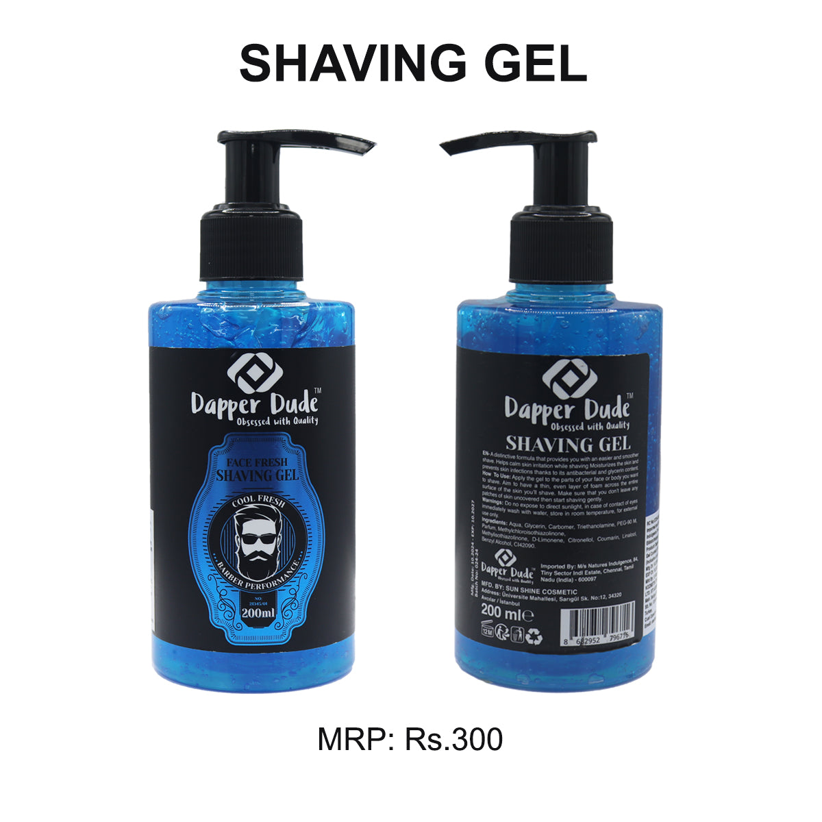 Dapper Dude Cool Fresh Shaving Gel for Men – Smooth, Hydrating, 200ml