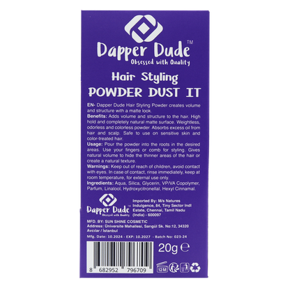Dapper Dude Hair Styling Powder – Matte Volume & Texture Control (20g)