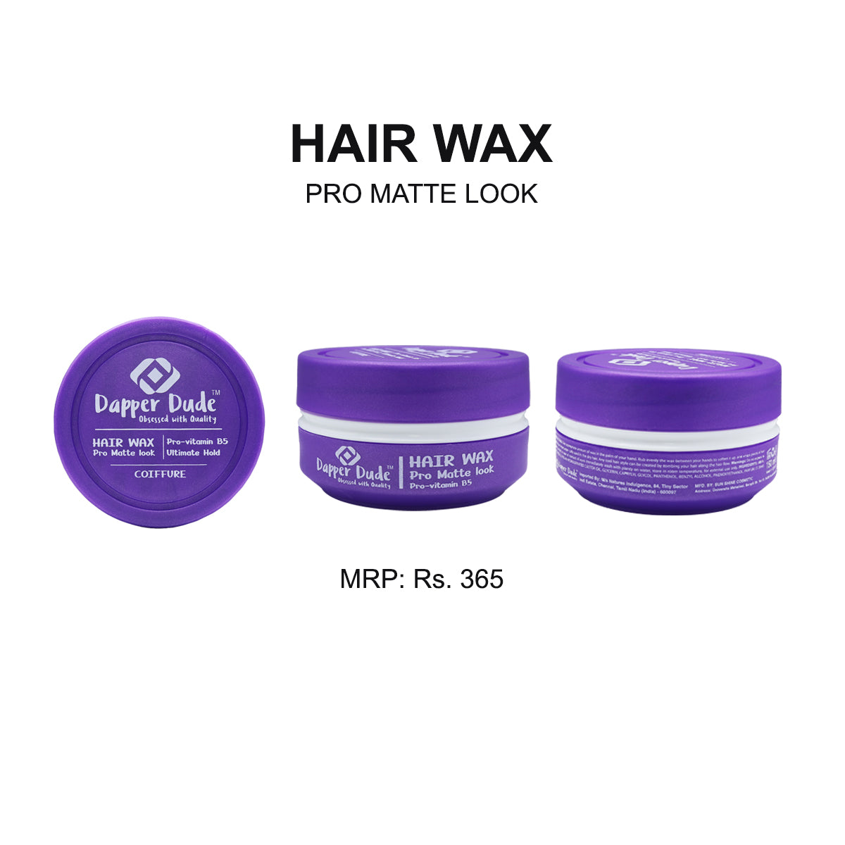 Dapper Dude Hair Wax – Matte Finish & Strong Hold | 150ml